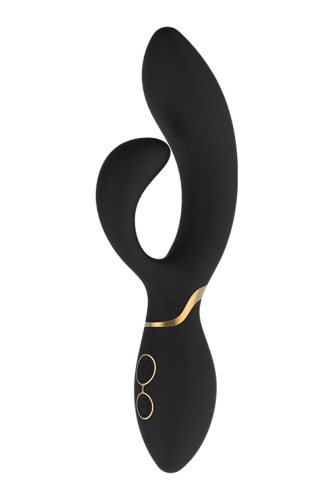 Вібромасажер кролик з відростком для клітора чорний Dream Toys ELITE AMELIE LUXXE - 1