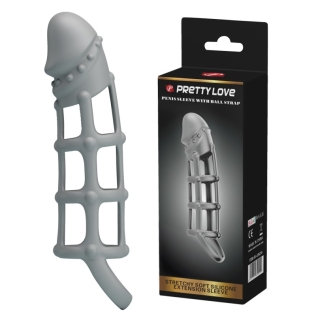 Насадка для пеніса з петлею для мошонки сіра LYBAILE Penis Sleeve Ball Strap