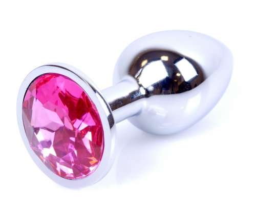 Анальная пробка S серебристого цвета с кристаллом розового цвета BOSS of TOYS Jewellery plug - 2