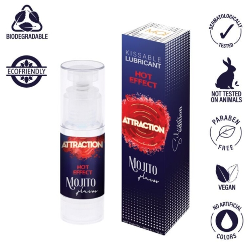 Съедобная смазка на водной основе со вкусом мохито MAI ATTRACTION HEAT 50 мл - 3