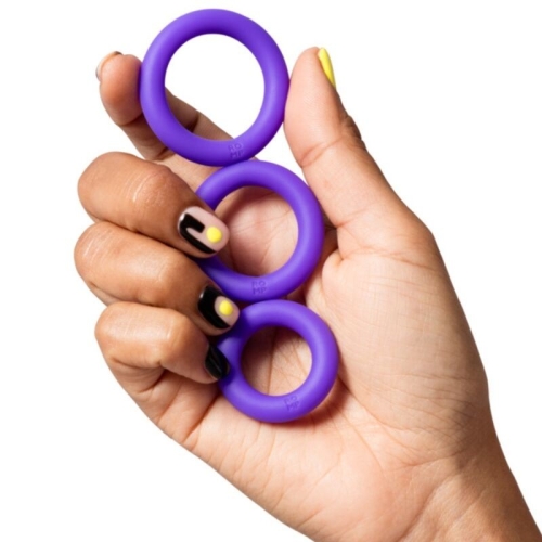 Потрійне ерекційне кільце на член силіконове фіолетове Romp Remix Trio Set Of 3 Penis Rings - 3