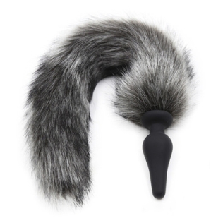 Анальная пробка с лисьим серым пушистым хвостом Bdsm4u Flirting Tail Wool