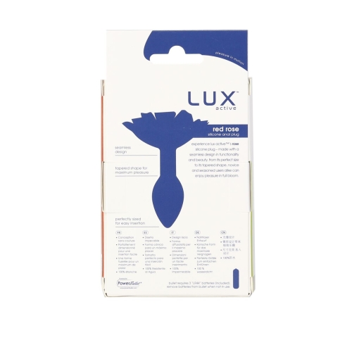 Силиконовая анальная пробка с розой красная Lux Active Red Rose Silicone Anal Plug - 7