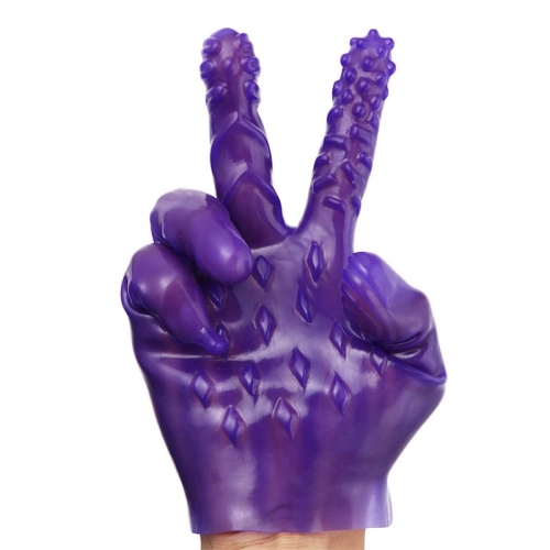 Силіконові мультитекстурні рукавички для фістингу фіолетові Ohyeah Masturbate Gloves - 2