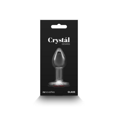 Стеклянная анальная пробка с красным камушком в форме сердца NS Novelties Crystal - Desires - Red Heart размер Small - 4