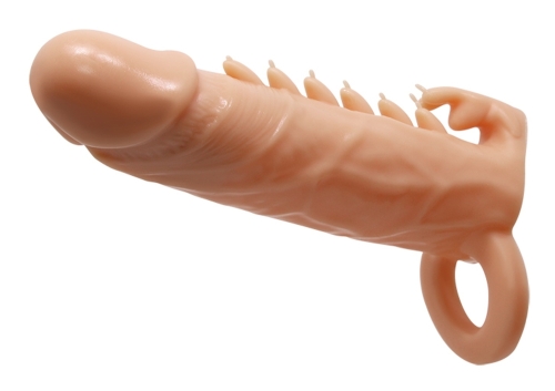 Насадка на член реалістична що подовжує тілесного кольору LYBAILE PREETTY LOVE Penis Sleeve Emmitt - 5