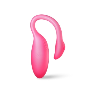 Смарт виброяйцо вагинальное с отростком для клитора розового цвета Magic Motion Flamingo Max 