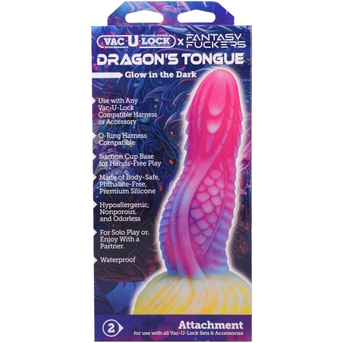 Фэнтезийный фаллоимитатор на присоске розовый Doc Johnson Vac-U-Lock x Fantasy Fuckers Dragon's Tongue - 7