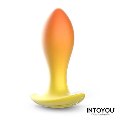 Анальная вибропробка с пультом управления с желтым градиентом Intoyou Auria Vibrating Anal Plug Remote Control - 2