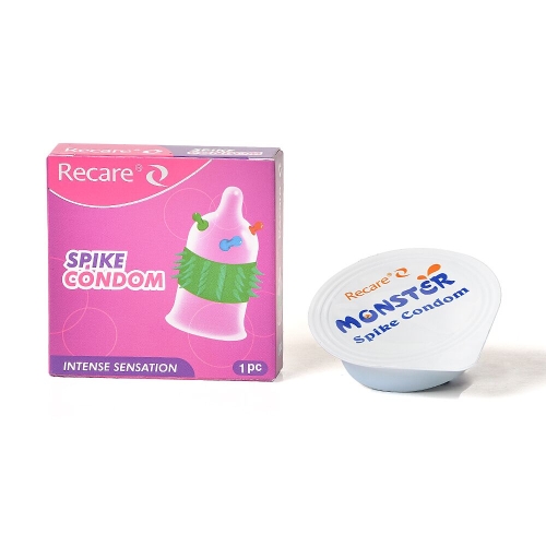 Презерватив прозрачный с шариками и рядами шипов Recare Spike Condom - 3