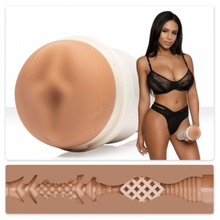 Мастурбатор в колбе вагина из киберкожи бежевого цвета порноактрисы Autumn Falls Fleshlight