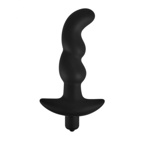 Анальна вібропробка із вигином чорного кольору Vscnovelty Perfect Vibrating Butt Plug - 2
