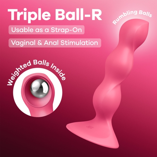 Анальний стимулятор-намистини на присосці червоного кольору Satisfyer Triple Ball-R - 7
