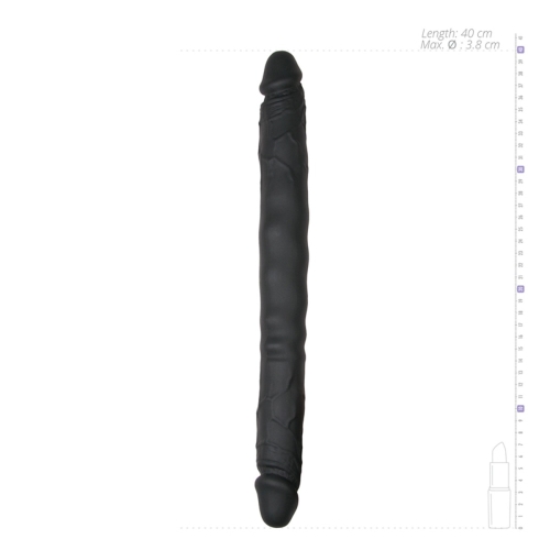 Двухсторонний фаллоимитатор реалистичный силиконовый черный Easytoys - 3