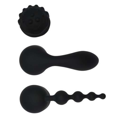 Вібромасажер Wand для інтимних зон з трьома насадками чорний Pornhub Spell Wand Set - 10