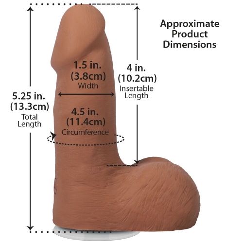 Фаллоимитатор реалистичный на съемной присоске бежевый Doc Johnson The Realistic Cock ULTRASKYN - 5 Inch with Balls Caramel - 5