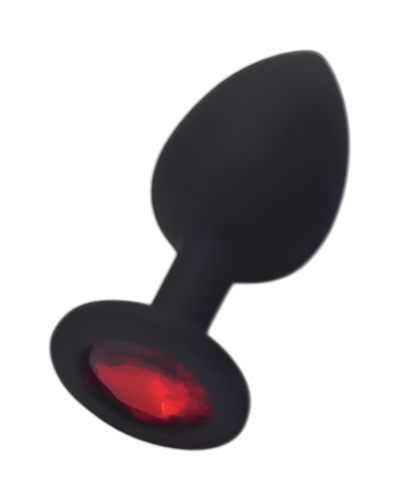 Силіконова анальна пробка чорна з червоним кристалом SKN розмір S - 1