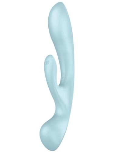 Вібратор із відростком для клітора блакитного кольору Satisfyer Triple Oh - 1