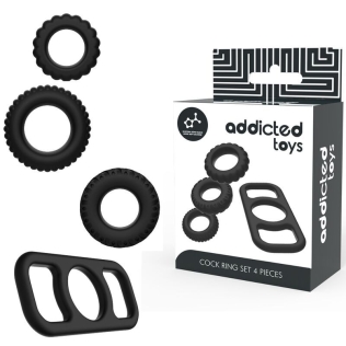 Набор эрекционных колец на член силиконовых черного цвета Addicted Toys Cock Ring Set 4 Pieces