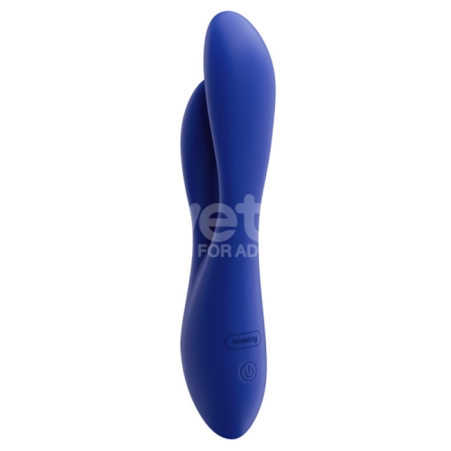 Вибратор двойной с отростком для клитора синий Lovetoy LAllure Pulse - 3