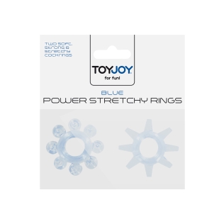 Эрекционные кольца на пенис голубого цвета 2 штуки Toy Joy - Power Stretchy Rings
