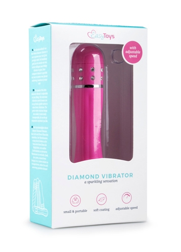 Віброкуль для стимуляції клітора зі стразами рожевого кольору EasyToys Love Diamond - 4