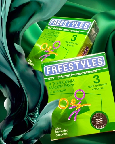 Презервативи з точковим рифленням FREESTYLES № 3 Max Pleasure Максимум задоволення пролонгація Фрістайлс - 1
