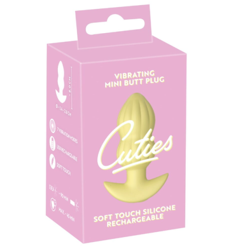 Анальная вибропробка желтая Soft Silicone Vibrating Mini Butt Plug - 1