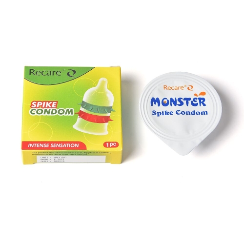 Презерватив прозорий з рядами шипів Recare Spike Condom - 4