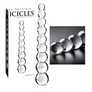 Стеклянный фаллоимитатор шарообразный прозрачный Icicles размер L  