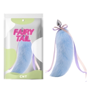 Анальная металлическая пробка с голубым меховым хвостом Agile Foxs Tail Plug 