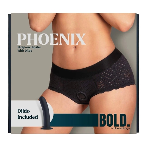 Ременной страпон на кружевных трусиках черный Dream Toys Bold Phoenix размер S - 2