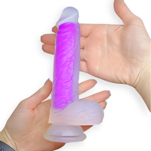 Фаллоимитатор реалистичный на присоске полупрозрачный фиолетовый Cottelli Collection Purple firefly - 5