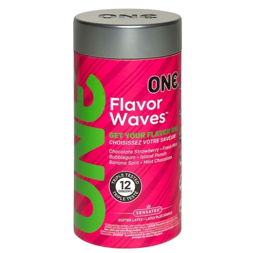 Презервативы из латекса с разными вкусами ONE Flavor Waves 12 штук - 1