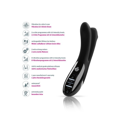 Двойной вибратор с электростимуляцией Mystim Tingling Aparte eStim Black - 3