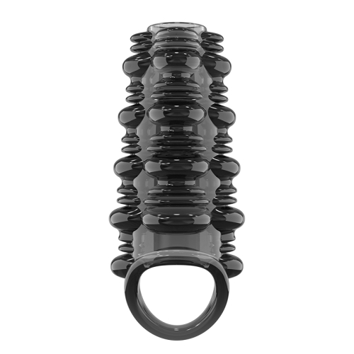 Стимулююча насадка на член з пухирцями чорна Meleon - Arcane Ring Locking Sleeve - 4
