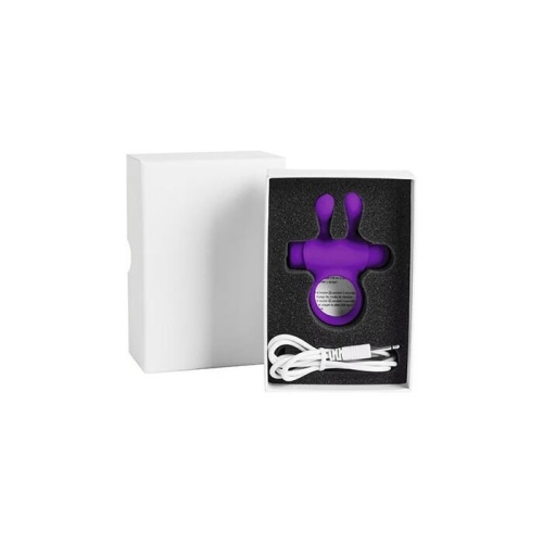 Эрекционное виброкольцо на член с ушками для клитора фиолетовое S Pleasures Premium Rabbit Ring со съемной вибропулей - 3