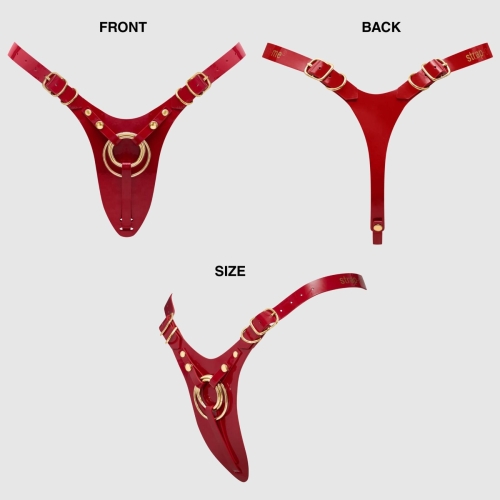 Трусики для страпону глянцеві червоного кольору Strap-On-Me Leatherette Harness Fabulous розмір One Size - 6