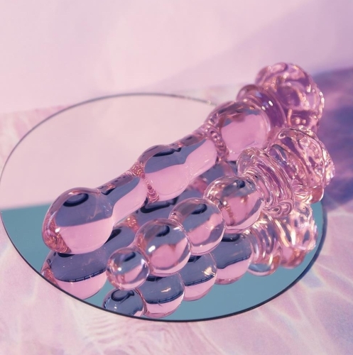 Фаллоимитатор елочка в форме бутона розы из стекла розового цвета Dream Toys Glaze Glass - 5