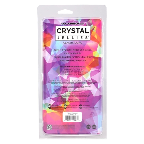 Фаллоимитатор реалистичный на присоске радужный Doc Johnson Crystal Jellies - 7 Inch - 6