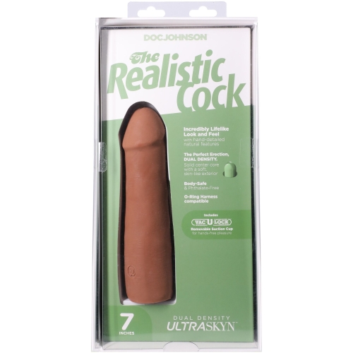 Фалоімітатор реалістичний на присосці бежевий Doc Johnson The Realistic Cock ULTRASKYN - 7 Inch Caramel - 10
