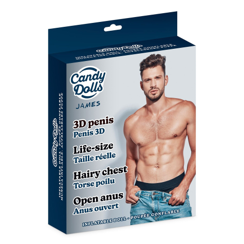Надувна секс лялька з фалоімітатором та анальним отвором тілесного кольору Candy Dolls James - 1