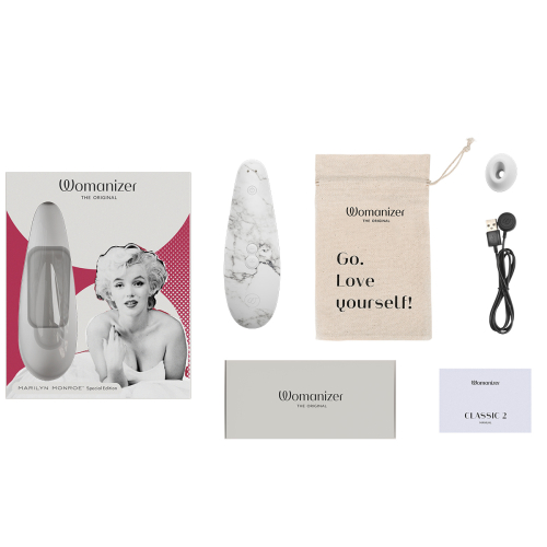 Вакуумний кліторальний стимулятор білого кольору Womanizer Marilyn Monroe - 11