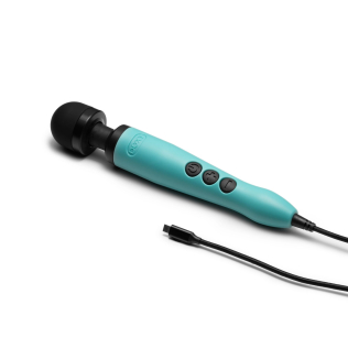 Вибромассажер Ванд для стимуляции клитора бирюзово черного цвета Doxy Doxy3 USB-C Massager 
