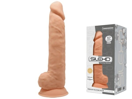 Реалистичный двухслойный фаллоимитатор с мошонкой и на присоске SilexD Arnold Flesh - 3