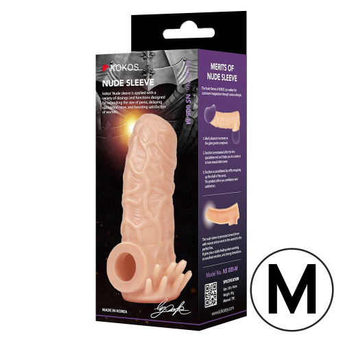 Насадка на член з отвором для мошонки тілесного кольору Kokos Nude Sleeve NS 005 розмір M - 3