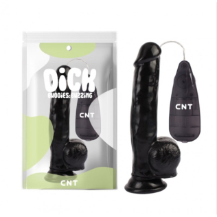 Вібратор реалістичний на присосці із пультом Cnt Stud Realistic Vibrating Dong 8.2 чорного кольору