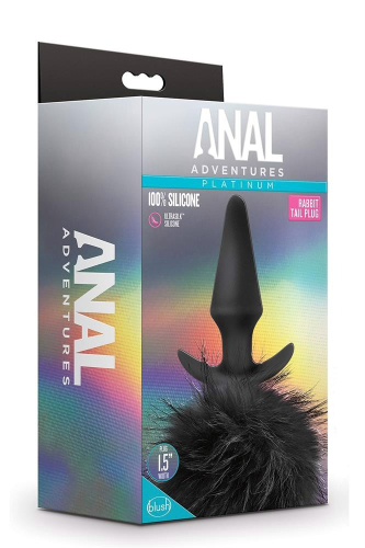 Анальний плаг з хутром у вигляді заячого хвостика чорний ANAL ADVENTURES PLATINUM - 4