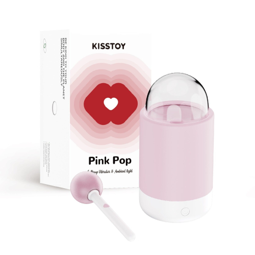Вибратор с вакуумной стимуляцией клитора розового цвета KissToy Pop - 4