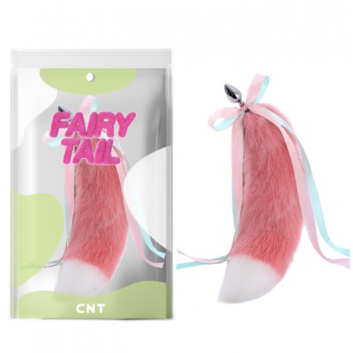 Анальна пробка із металу з хутряним хвостом Bicolor Foxs Tail Plug рожевий - 1